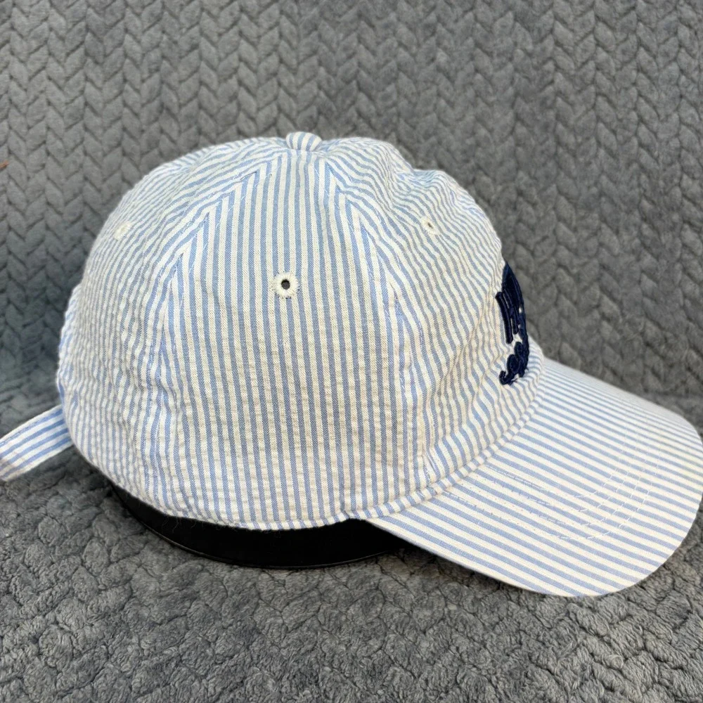 Home Free Arkansas Seersucker Hat Blue White Striped Cotton Baseball Cap OSFM
